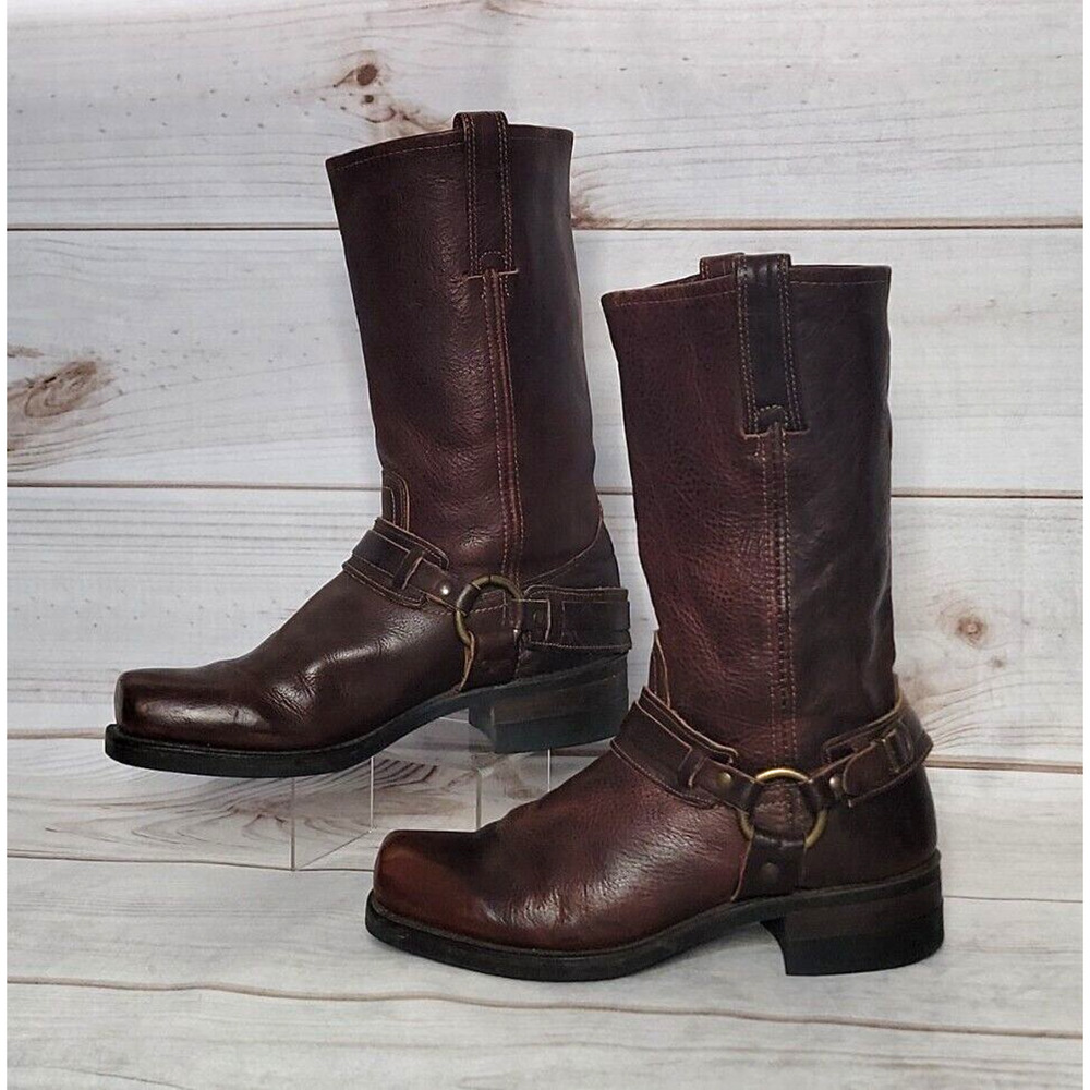 Frye Harness Riding Cowboy Biker Motorcycle Square Toe Leather Boots Men's 9 M